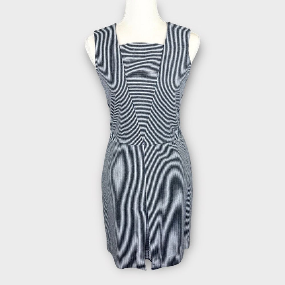 Kate Spade Saturday Denim Layover Dress in Railroad Stripes 8 Sleeveless Sheath